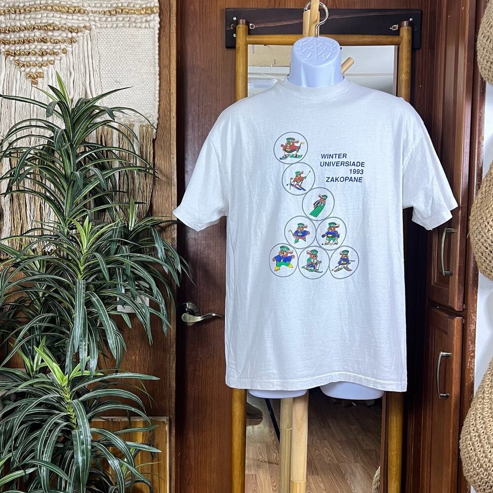 Vintage 1993 Winter Universiade Zakopane USA Single Stitch Hanes Beefy Tee L